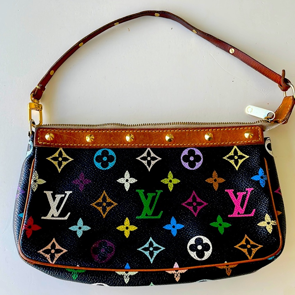 Louis Vuitton Monogram Black Multicolor Pochette Accessories